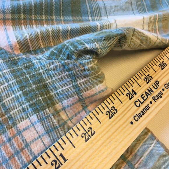American Eagle Pearl Snap Flannel Shirt Womens Large Green Pink Plaid Western - Picture 6 of 9